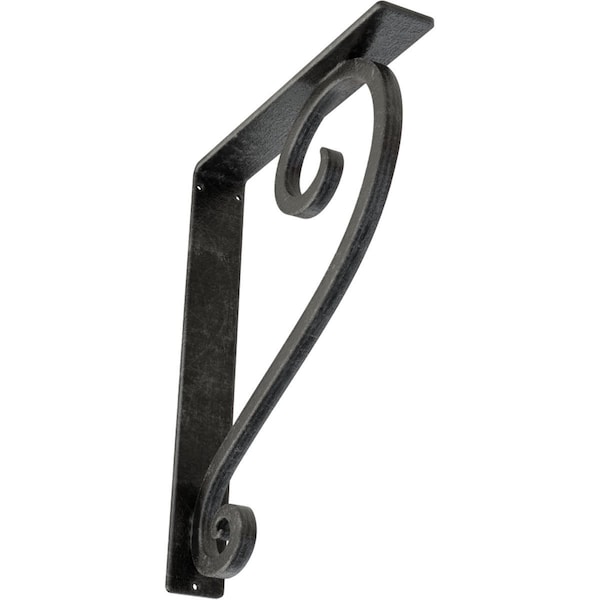 Ekena Millwork Edwards Wrought Iron Bracket, (Triple center brace), Antiqued Silver 2"W x 12"D x 15"H BKTM02X12X15TEDASV - main